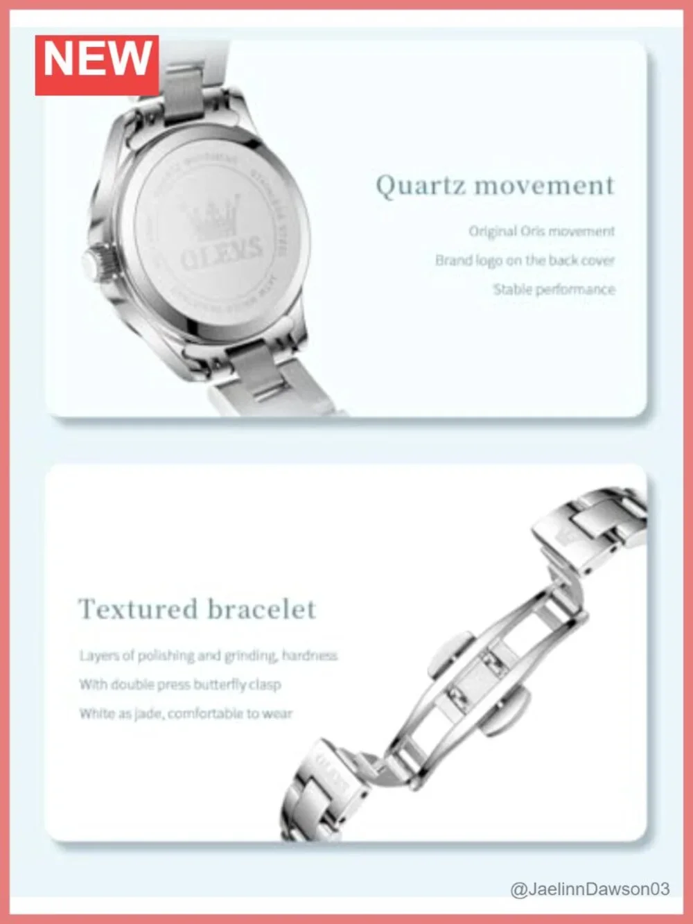 Women's Stainless Steel Quartz Dress Watch with Luminous Dial